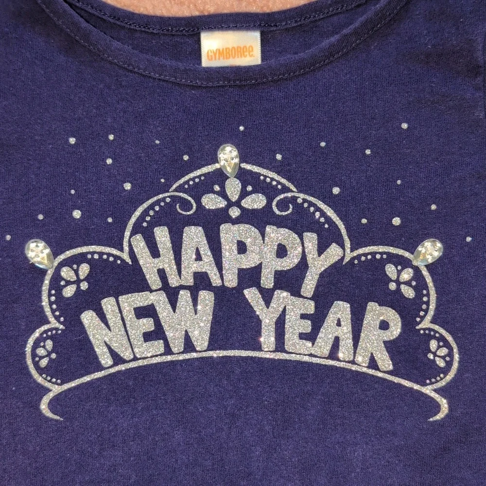 Girls 5T Navy Blue 'Happy New Year' Long Sleeve Shirt
